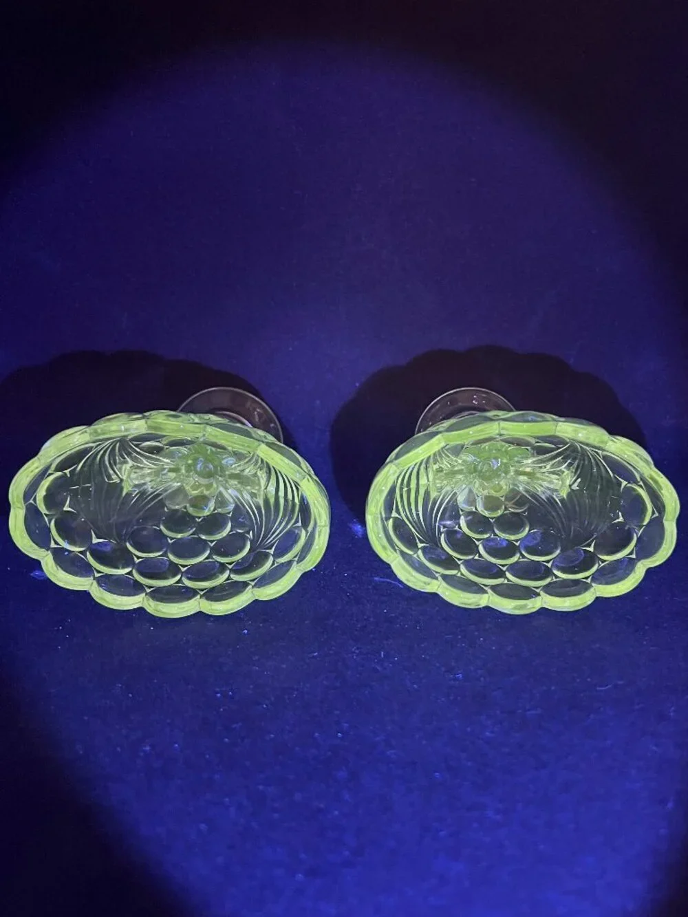 Vtg Pair Westmoreland Thousand Eye Bubble Glass Reversible Candle Holder Vase